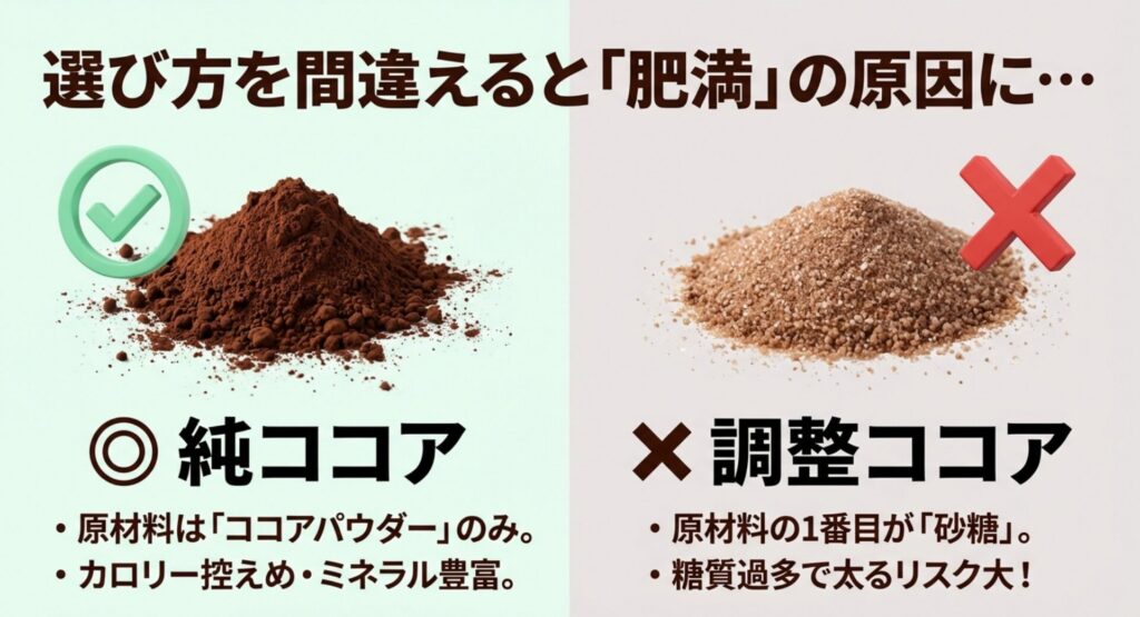 原材料や糖質の違いを比較し、肥満リスクを避けるためのココアの選び方ガイド