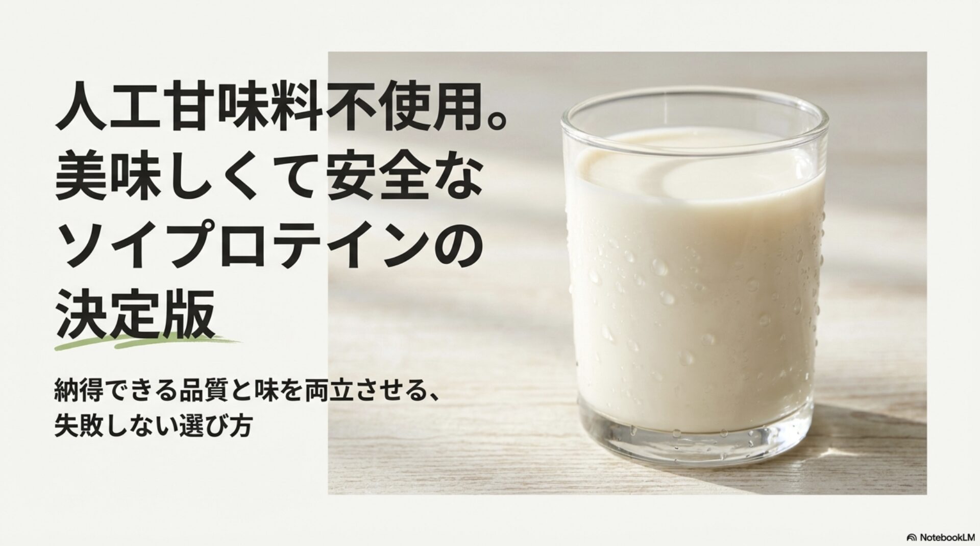 美味しくて安全な人工甘味料不使用ソイプロテインの選び方を解説したタイトル画像