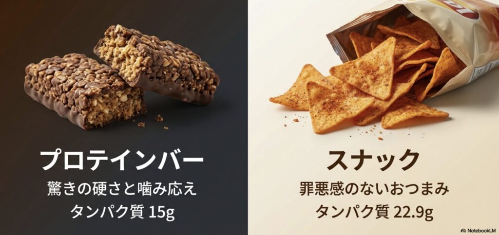 驚きの硬さのプロテインバー（タンパク質15g）とスナック（タンパク質22.9g）の紹介