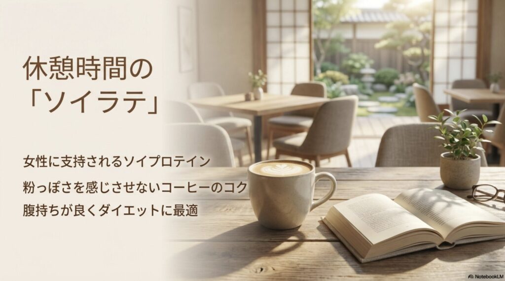 女性に支持されるソイラテ。コーヒーのコクで粉っぽさがなくダイエットに最適な解説