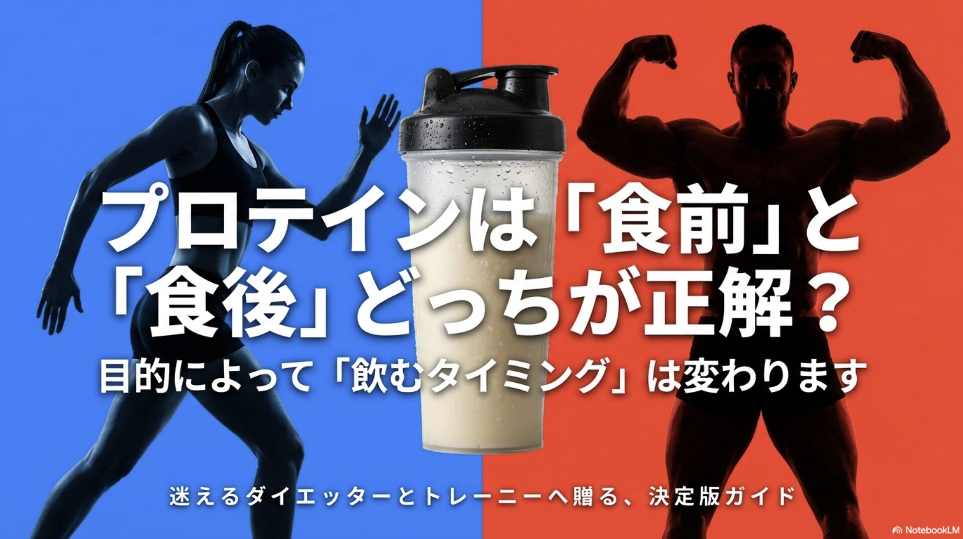 プロテインは食前と食後のどっちが正解かを示すタイトル画像