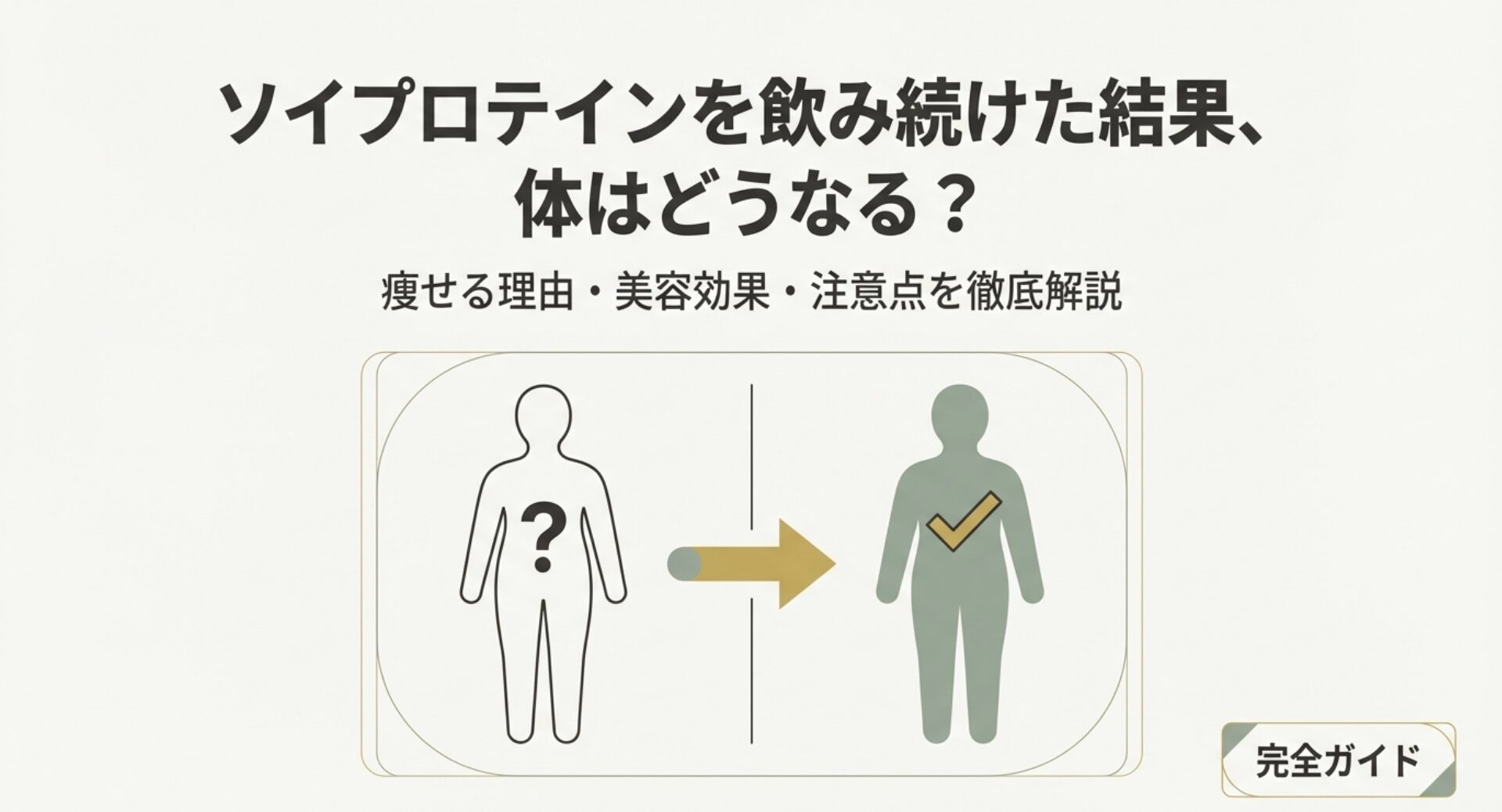ソイプロテインを飲み続けた結果、体はどうなる？痩せる理由・美容効果・注意点を解説したスライド表紙