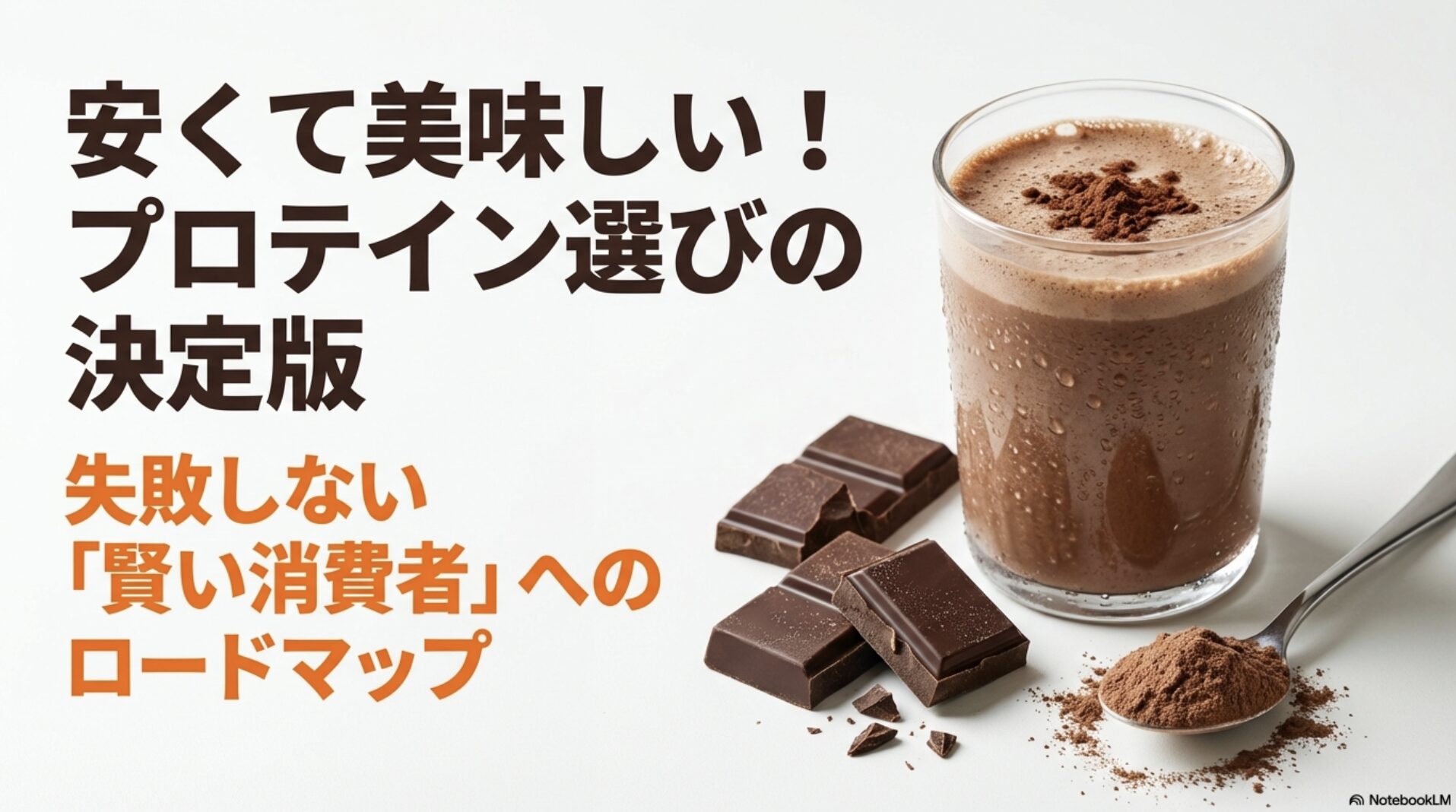 安くて美味しいホエイプロテイン選びに失敗しないためのロードマップスライド。