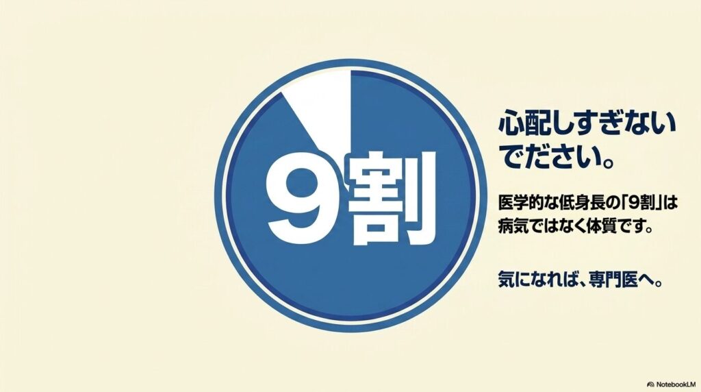 医学的な低身長の9割は病気ではなく体質であることを示す図