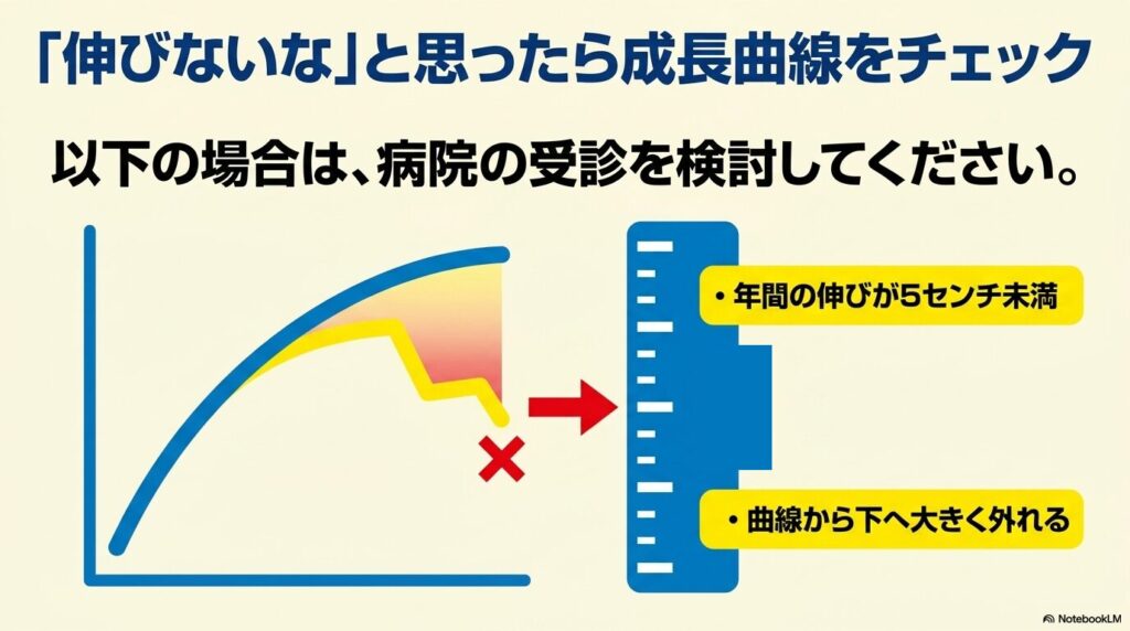 成長曲線から受診の目安をチェックする方法の図解